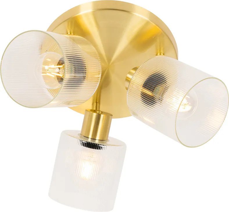 Plafon złoty ze szkłem 3-punktowy regulowany okrągły - Laura