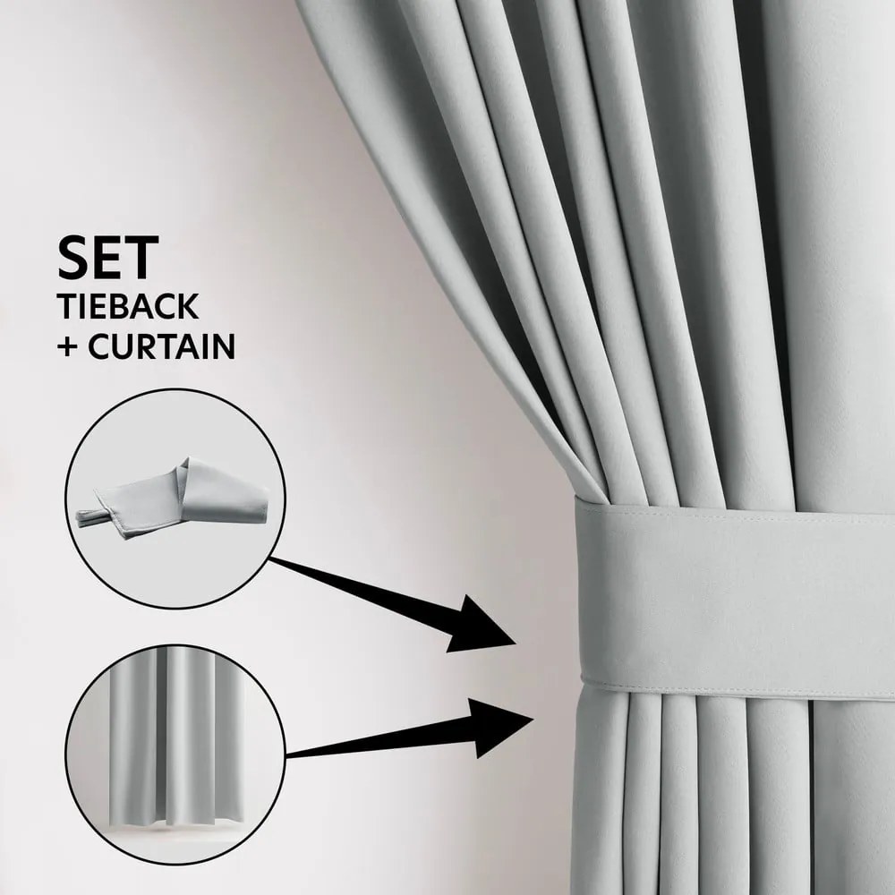 Jasnoszara zasłona zaciemniająca 140x175 cm Eyelets – Restilo