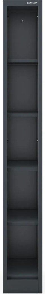 Regał biurowy metalowy Tim, 25 × 40 × 185 cm, kolor antracyt