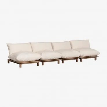4-częściowa Modułowa Rozkładana Sofa Z Drewna Akacjowego Brina Kremowa - Sklum