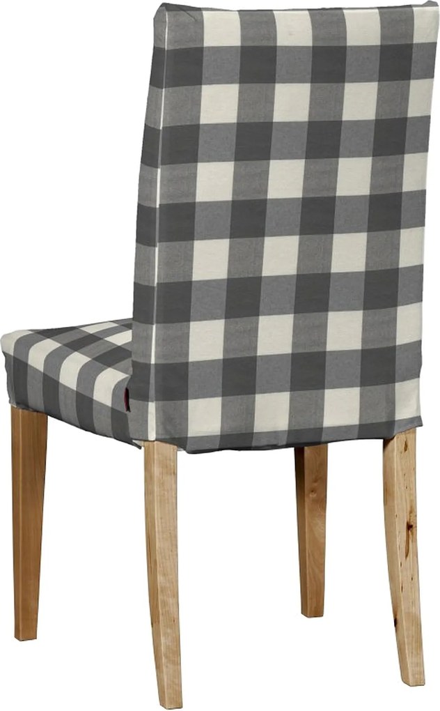 Pokrowiec na krzesło Henriksdal krótki kolor szary tkanina wzorzysta