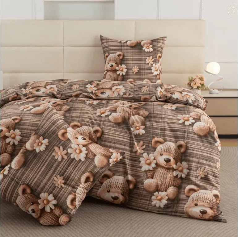 PrzytulneMieszkanie.pl PrzytulneMieszkanie.pl Pościel z mikrofibry SPRING BEAR brązowa Rozmiar pościeli: 70 x 80 cm | 140 x 200 cm