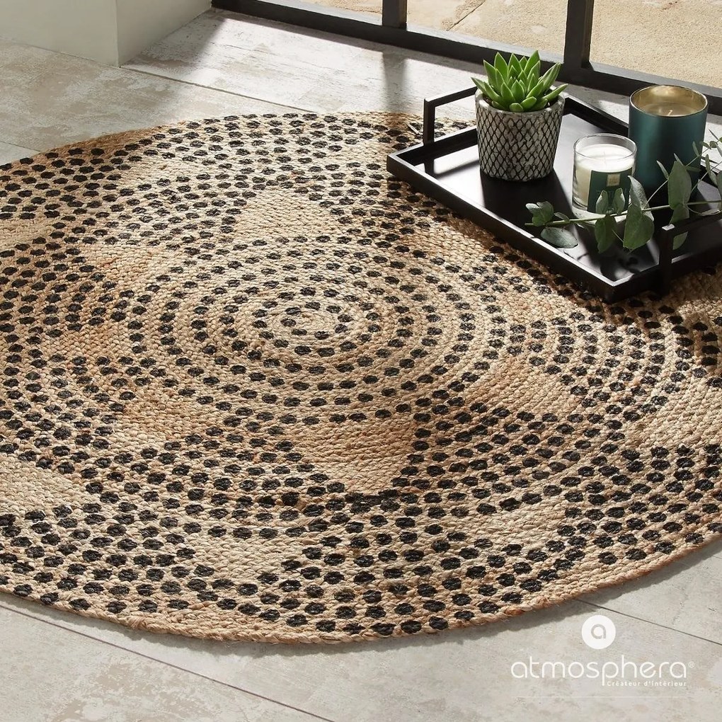 Dywan z juty okrągły, Ø 120 cm, geometryczny wzór