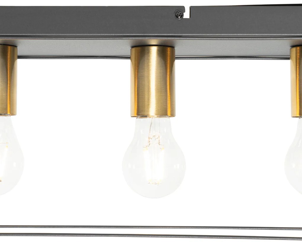 Minimalistyczna lampa sufitowa czarna ze złotem 4-światłowa - Kodi Nowoczesny Oswietlenie wewnetrzne