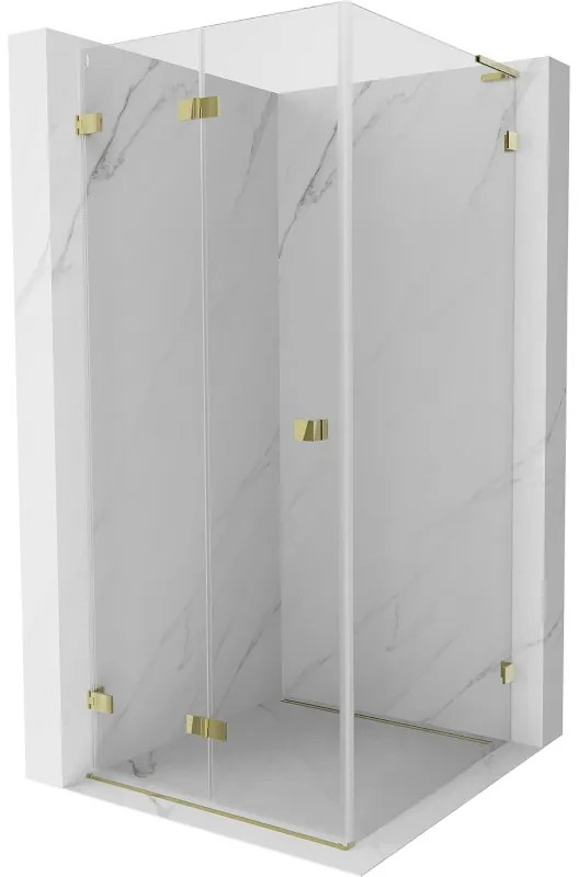 Mexen Lunar-F L kabina prysznicowa składana lewa 80 x 80 cm, transparent, złota - 836L-080-080-50-00-L