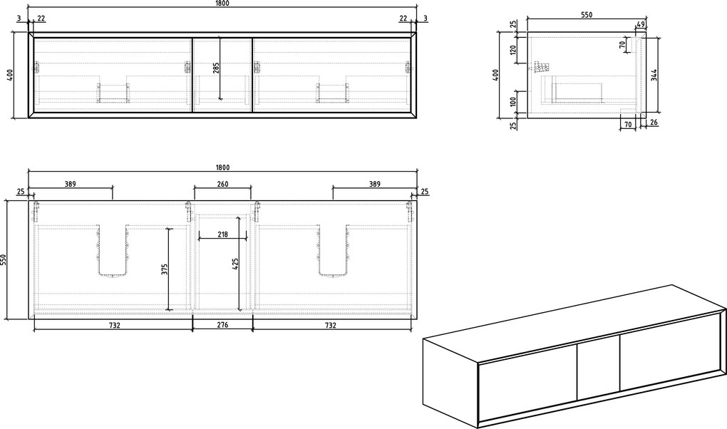 Szafka podumywalkowa Fiona Multy 180 cm