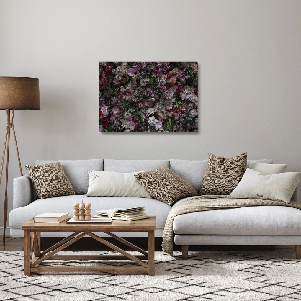 Obraz na szkle - Ściana kwiatowa (70x50 cm)