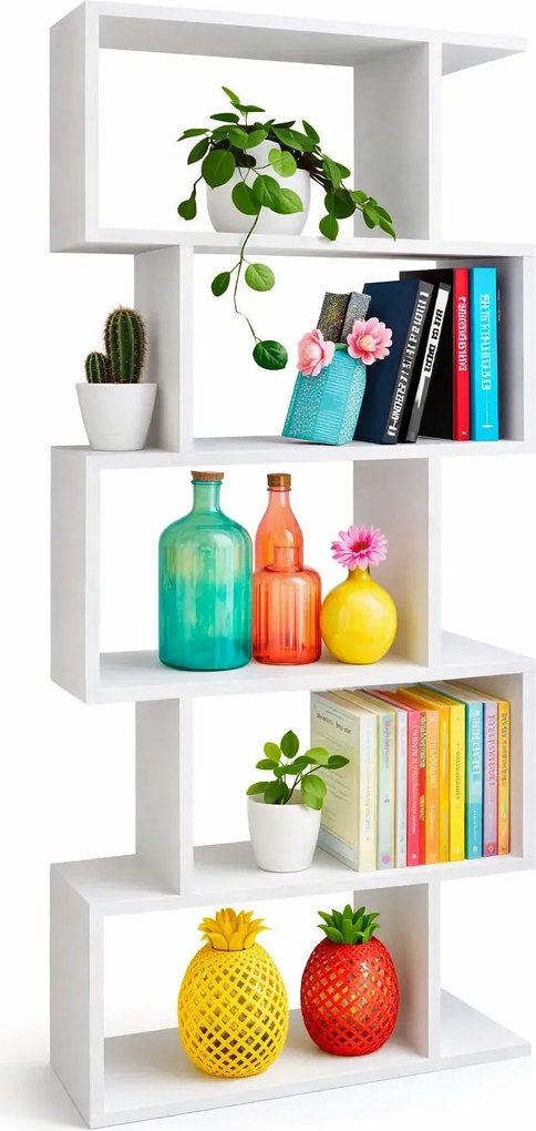 Biały regał z 5 półkami N0-H78