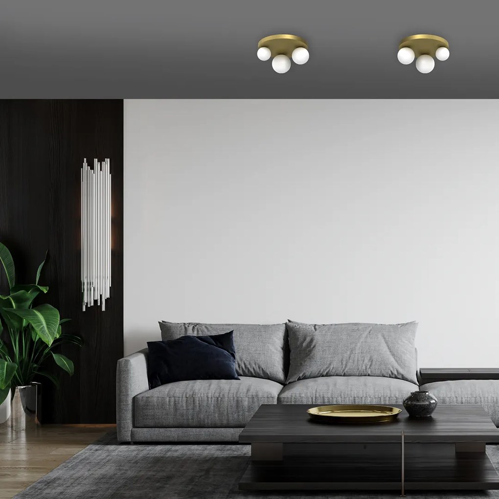 Lampa sufitowa BIBIONE GOLD 3xG9, złota, biała, 3 kule, na kole
