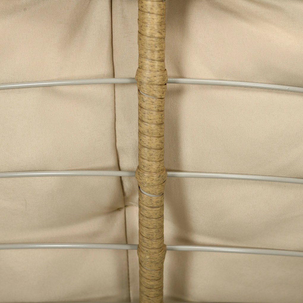 Outsunny Fotel wiklinowy Fotel ogrodowy Boho Styl, odporny na warunki atmosferyczne, 85 cm x 70 cm x 82 cm, Krem + Natur