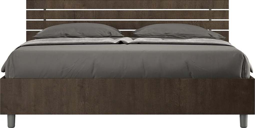 Łóżko bez stelaża 160x190 Prosty zagłówek z listwami Orzech Ankel