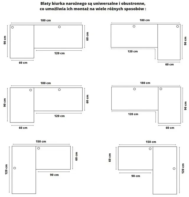 Loftowe biurko w kształcie litery L 90x180x60 dąb craft złoty P4-C70