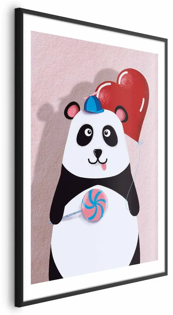 Plakat Panda z balonikiem 40x60 cm z ramą czarną z marginesem ARTGEIST B