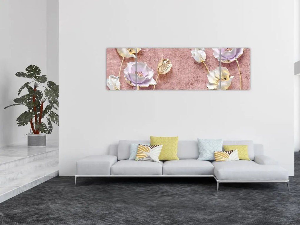 Obraz kwiatów (170x50 cm)