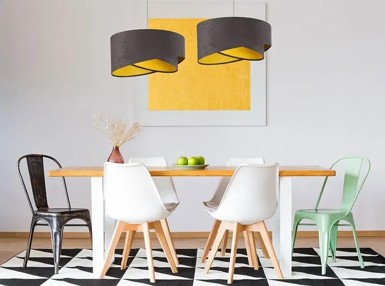 Grafitowo-żółta asymetryczna lampa wisząca - 3X EX991 S7-P54