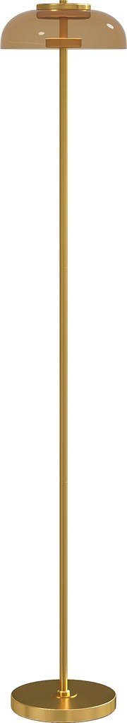 HOMCOM LED Lampa stojąca do salonu, lampa podłogowa z ciepłym światłem 3000 K, włącznik nożny, 25 x 25 x 134 cm, mosiądz