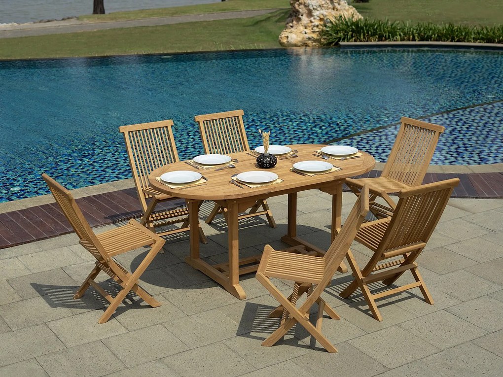 Ogrodowy stół jadalniany , rozkładany – Drewno tekowe – dł. 180-240 cm - BYBLOS II marki MYLIA