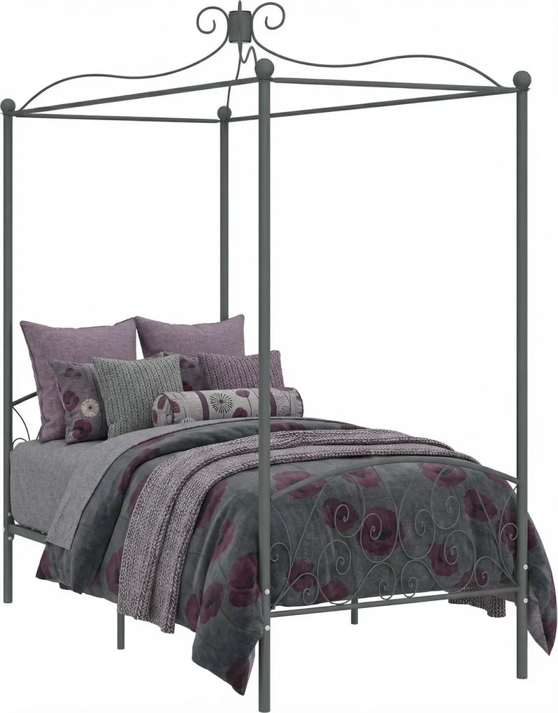 Szare pojedyncze łóżko metalowe 90x200 cm K4-M49