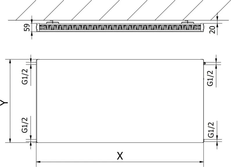 Mexen Flat CF11 grzejnik płytowy 600 x 600 mm, podłączenie boczne, 470 W, biały - W411F-060-060-00