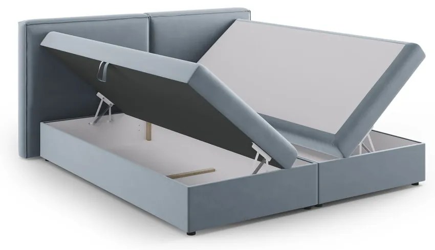 Jasnoniebieskie łóżko boxspring ze schowkiem 160x200 cm Arendal – Cosmopolitan Design