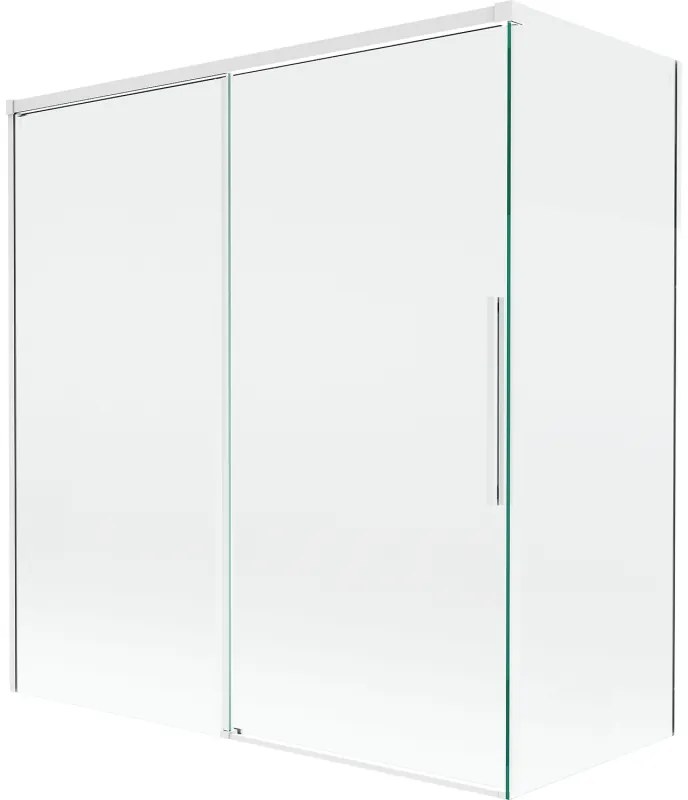 Mexen Rox parawan nawannowy 2-skrzydłowy rozsuwany 150 + 70 x 150 cm, transparent, biały - 8C9-150-070-20-00