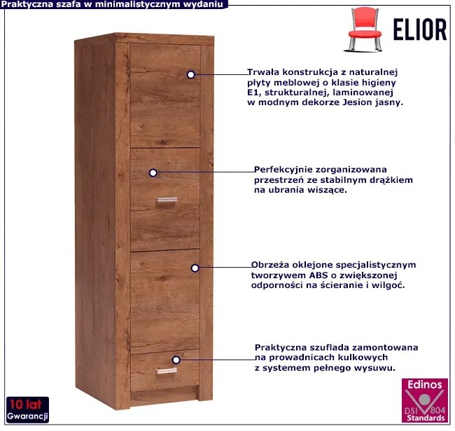 Szafa jednodrzwiowa jesion jasny - Filin 3X