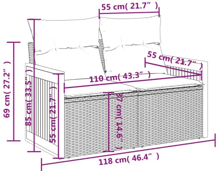 Sofa ogrodowa z szarymi poduszkami - Sydnet 3X