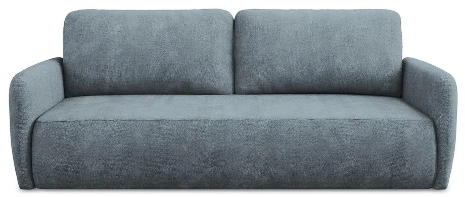 Szaroniebieska rozkładana sofa z tkaniny szenilowej ze schowkiem 218 cm Lilo – Makamii