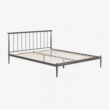 Łóżko Żelazne Amaia Grafitowa Szarość & 160 X 200 Cm - Sklum