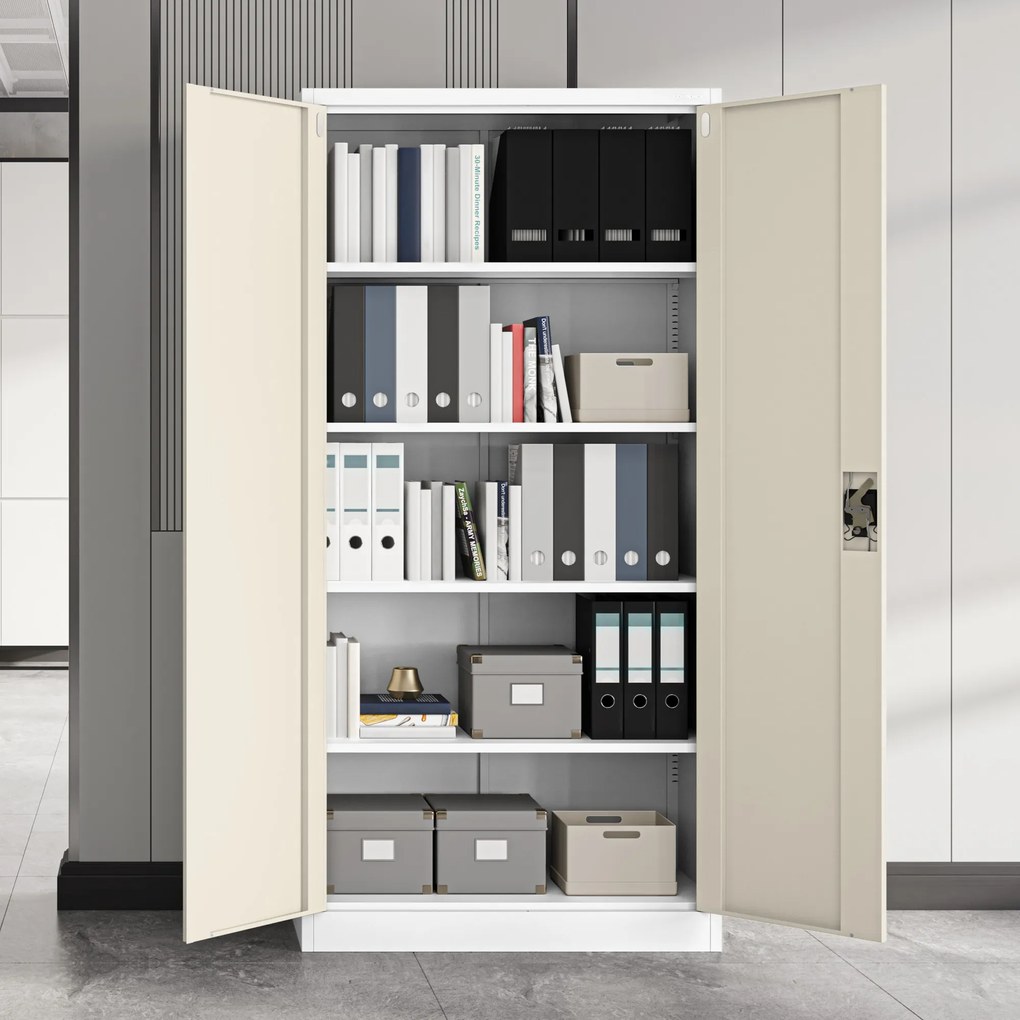 Szafa biurowa na dokumenty z 4 półkami biała/dąb sonoma, 900x1850x400 mm: JAN Eco Design