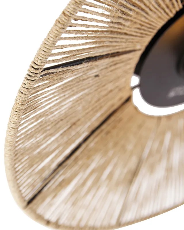 Rustykalna lampa sufitowa czarna ze sznurkiem - Sacha