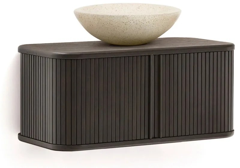 Ciemnobrązowa wisząca szafka pod umywalkę w dekorze jesionu 90x40 cm Mailen – Kave Home