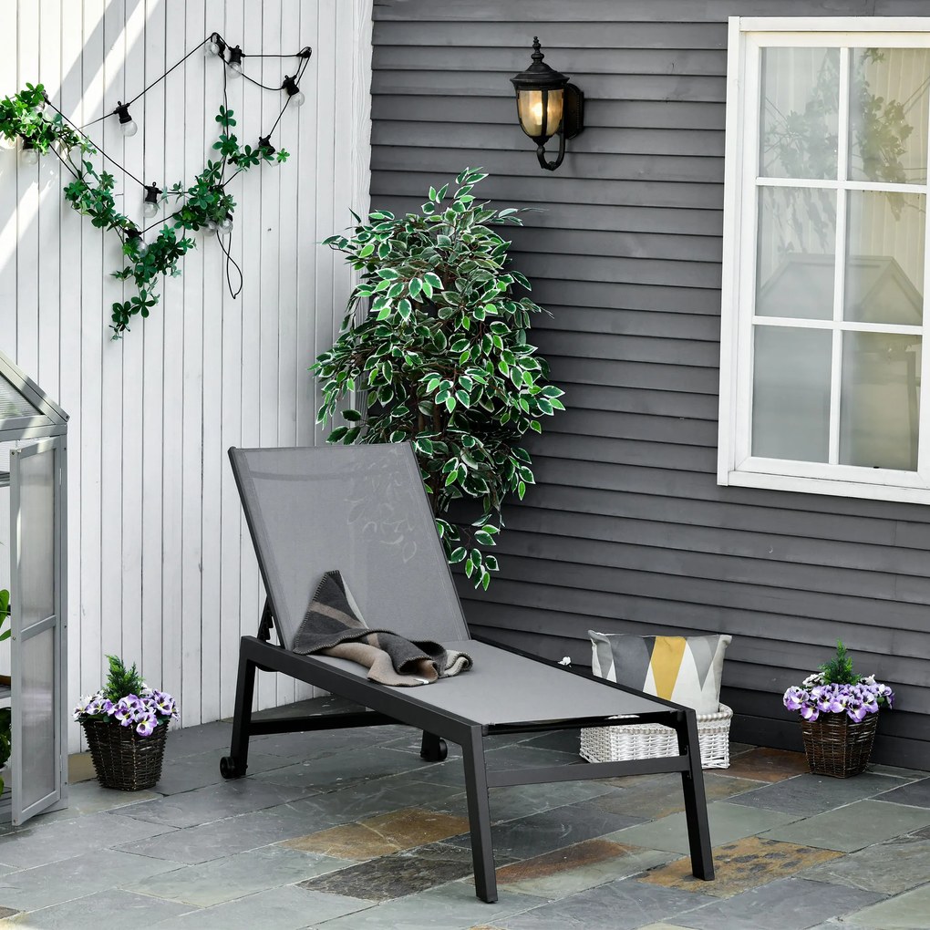 Praktyczna leżanka ogrodowa Outsunny z regulowanym oparciem