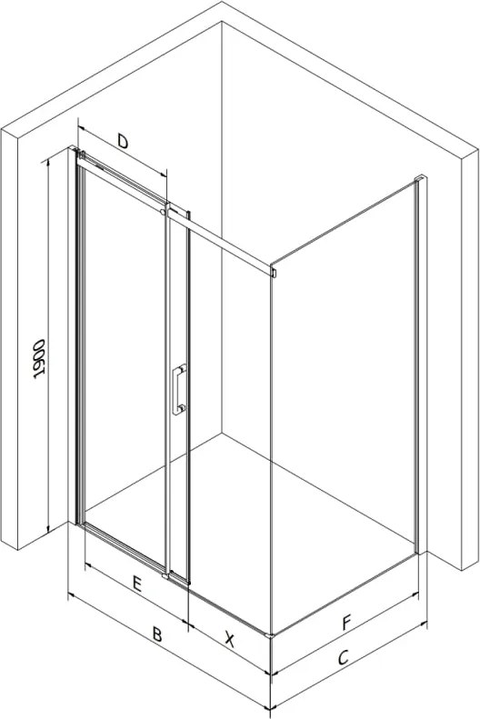 Mexen Omega kabina prysznicowa rozsuwana 100 x 80 cm, transparent, chrom + brodzik Flat - 825-100-080-01-00-4010