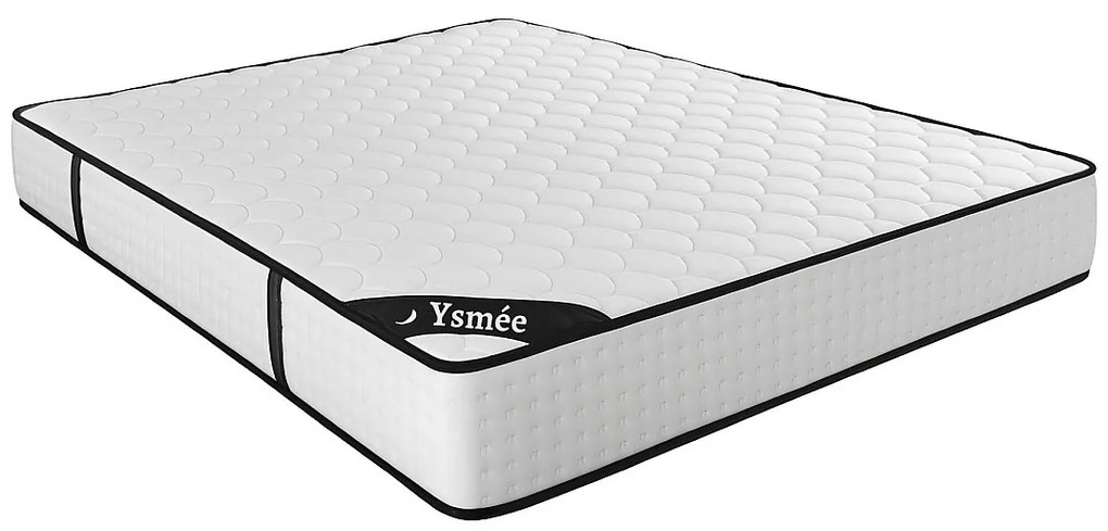 Zestaw 160 x 200 cm: stelaż skrzyniowy w jasnym naturalnym kolorze + materac z 7-strefowymi sprężynami kieszeniowymi i pianką memory o grubości 22 cm – LUREAN od YSMÉE