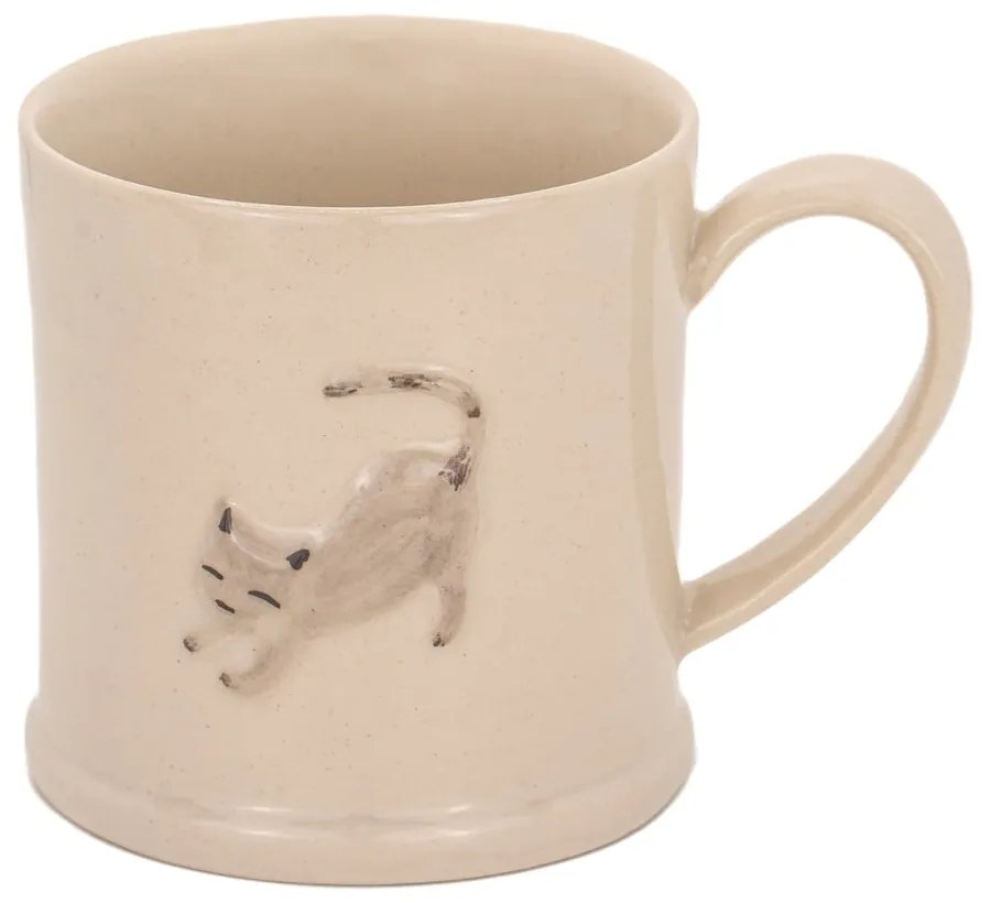 Beżowy kamionkowy kubek 225 ml Cat – Sass &amp; Belle