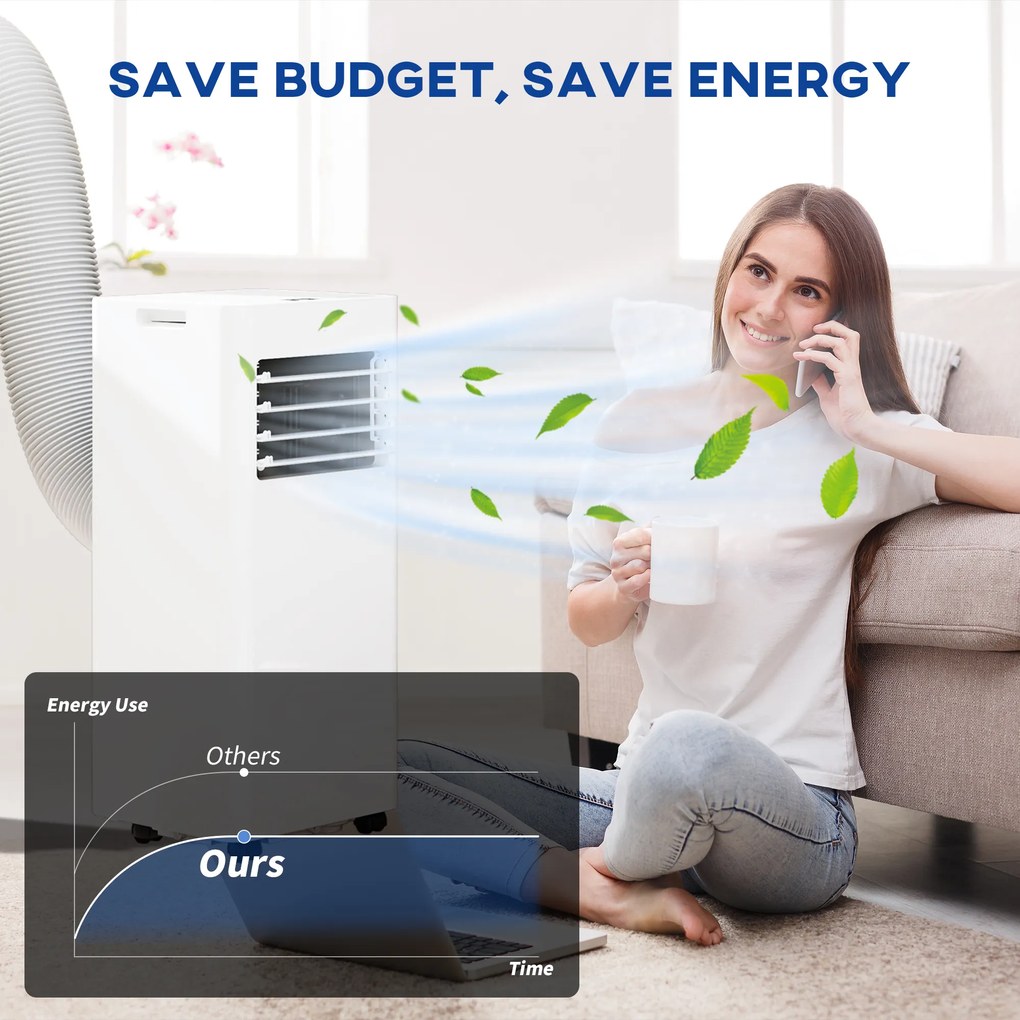 HOMCOM 3-w-1 klimatyzacja, wentylator z wyświetlaczem LED, zmywalny filtr, timer, biały | Aosom PL