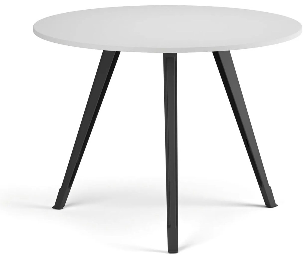 Stolik kawowy PRIMO ZEN, średnica 100 cm, czarna podstawa, biały