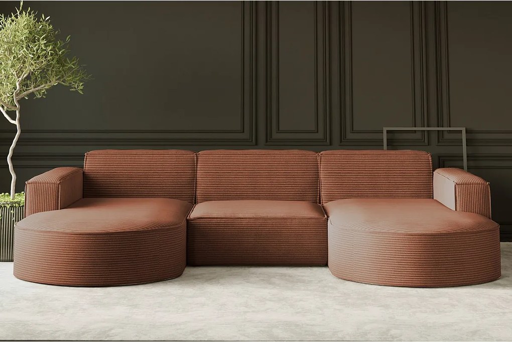 Narożnik Parma Studio U, do salonu, tkanina Poso, pomarańczowy (40)