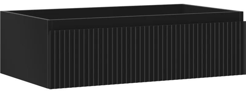 Mexen Rivel szafka łazienkowa podumywalkowa 80 cm, 1 szuflada, ryflowana , czarna mat - 91A20-08023-1-BF71
