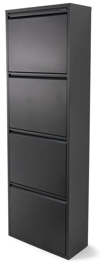 Czarna metalowa uchylna szafka na buty 50x150x22 cm Billy – Spinder Design