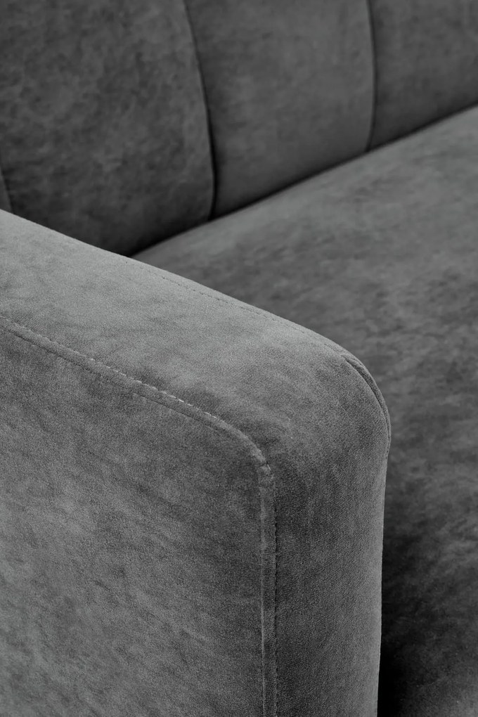 AMANDO sofa popielaty, rozkładana, tkanina velvet, stal tapicerowana