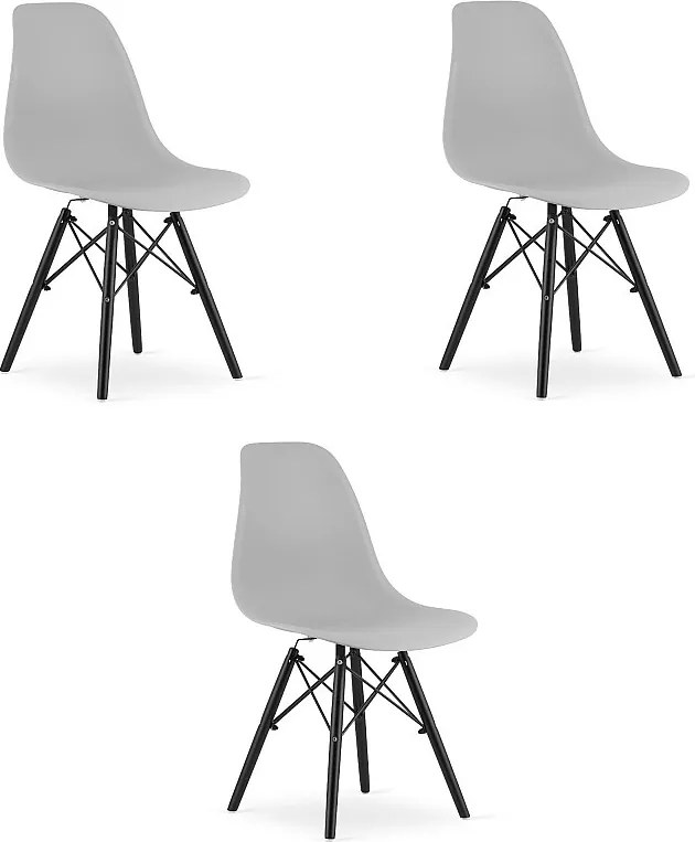 Krzesło Valora OSAKA, szare, czarne nogi, ergonomiczny design x3