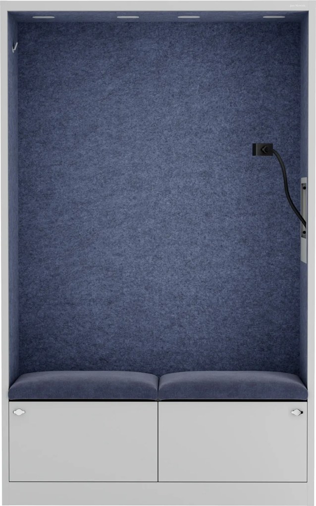 Szafa akustyczna do biura i szkoły Sally MentalBox, 115 x 40 x 185 cm, szary/granatowy