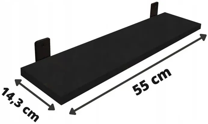 Dwie czarne półki ścienne w klasycznym stylu 50 cm - Castello 3X