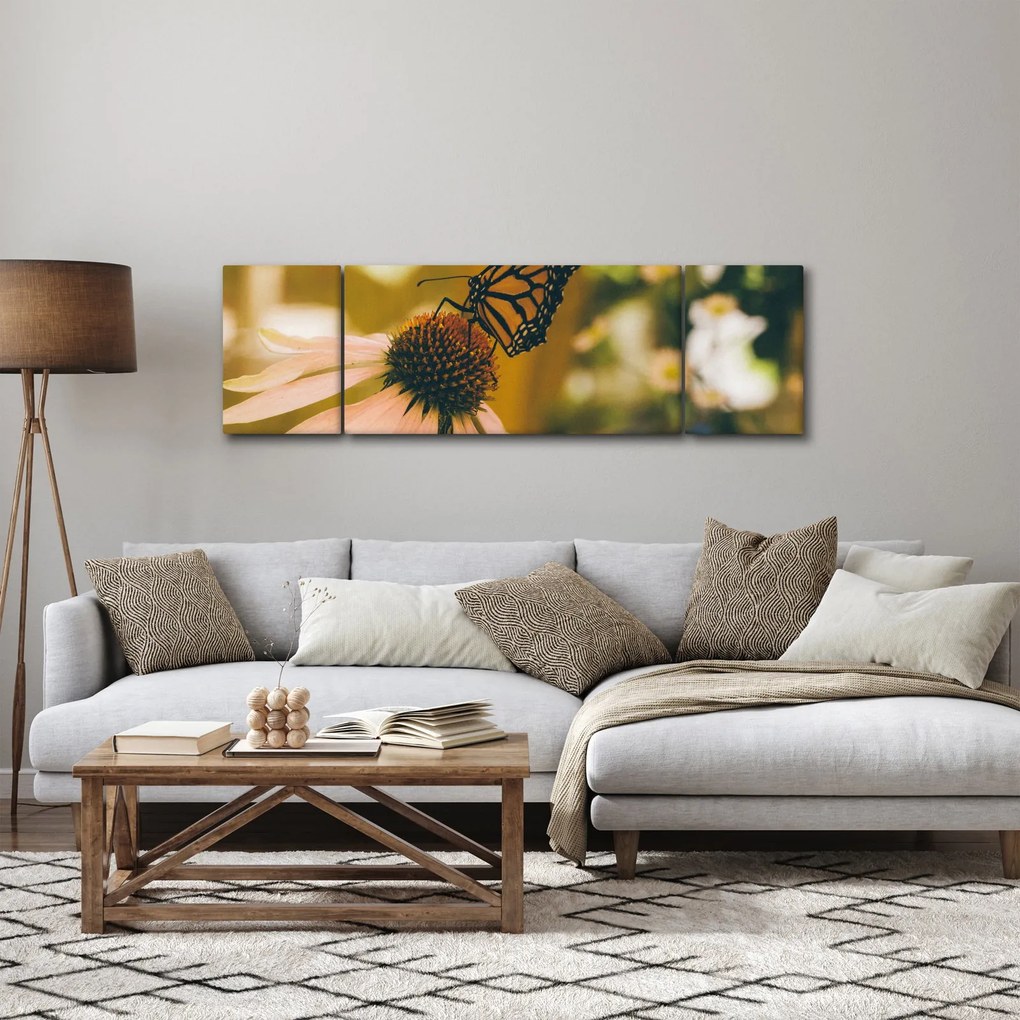 Obraz motyla na kwiatku (170x50 cm)