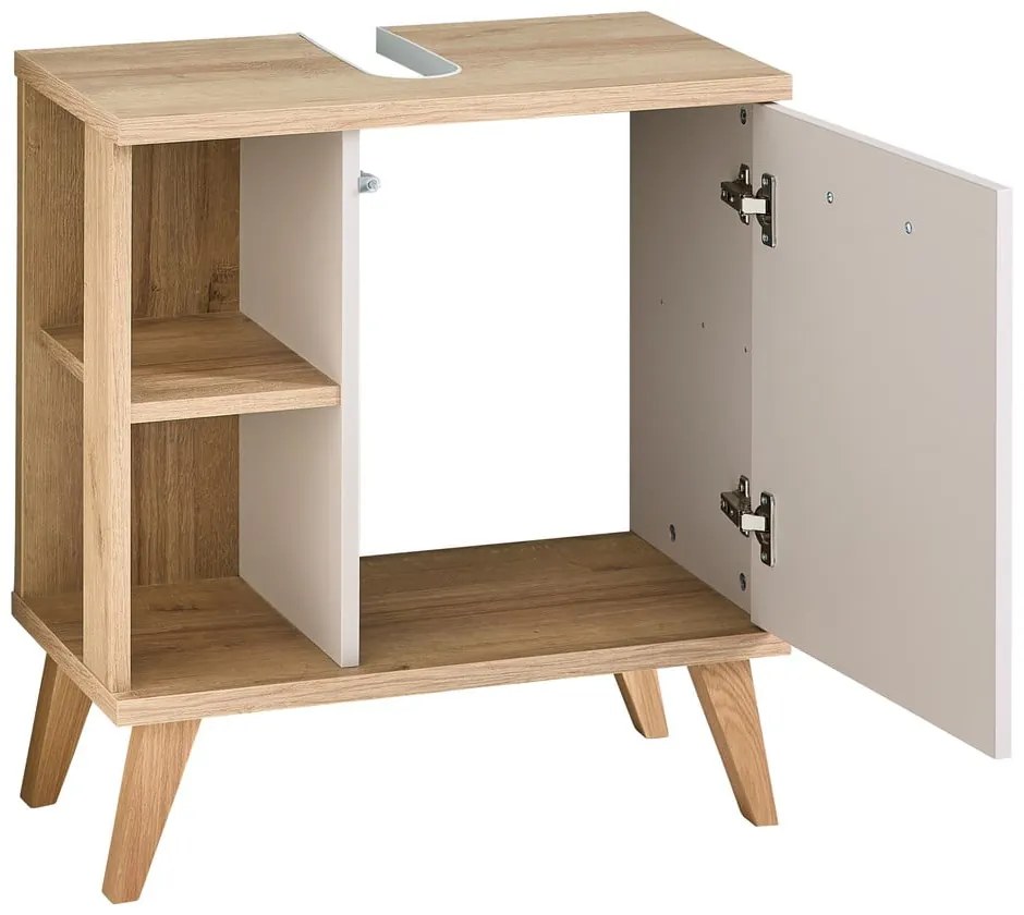 Kremowa szafka pod umywalkę w dekorze dębu 60,5x65 cm Quickset 966 – Pelipal