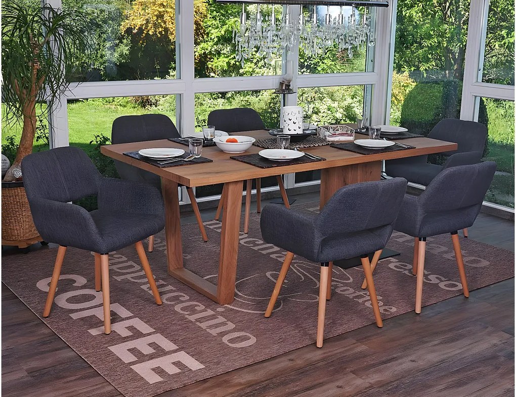 Krzesło do jadalni MCW-A50 II (zestaw 6 sztuk),  tkanina, szary, jasne nogi