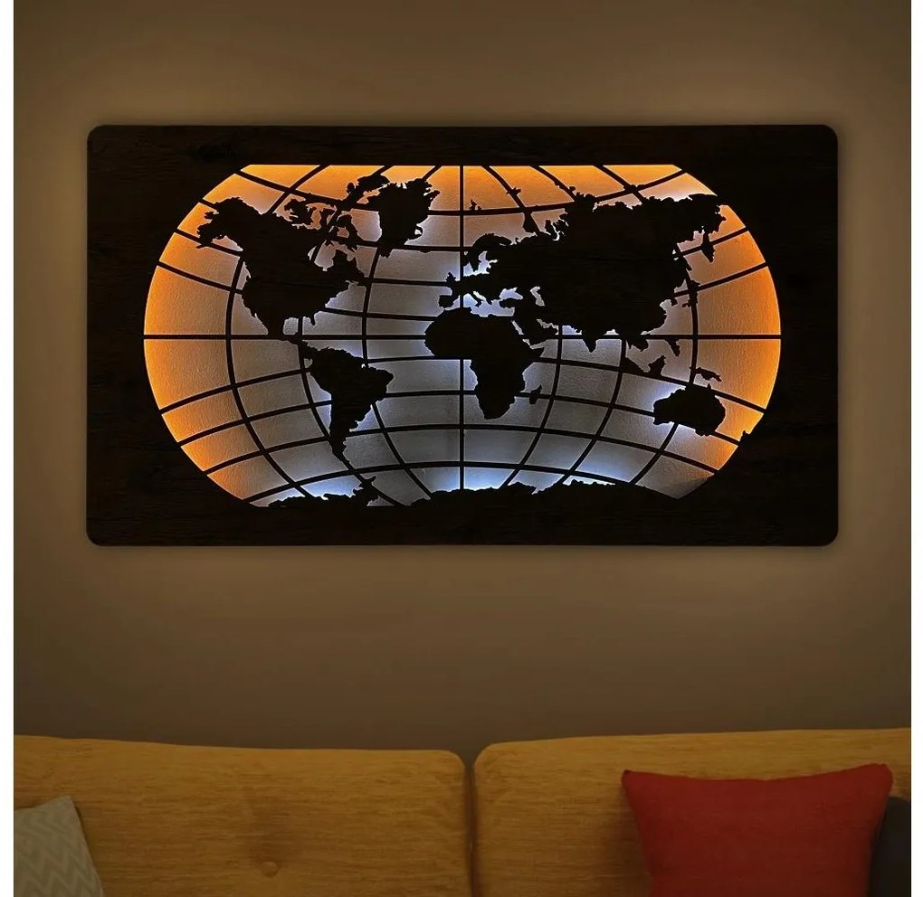 Li-Go 4868/DUB2 - dekoracja ścienna LED/24W/230V 110x60 cm dąb/mapa świata