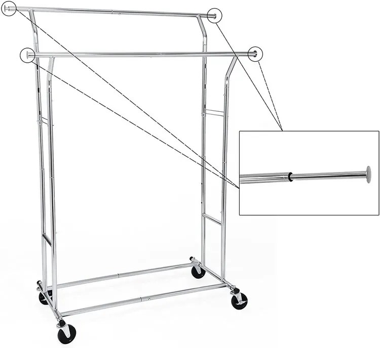 Srebrny wieszak na kółkach do przedpokoju i garderoby - Nepla